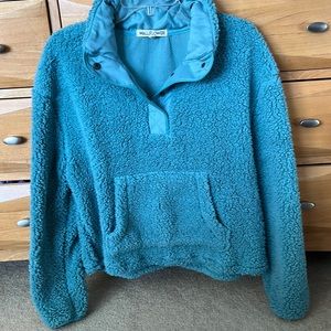 Blueish green half button up. Size small